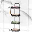 MASADI 4 Tier Soap Dish Holder, Soap Bar Holder with Hooks, Shampoo Bar Caddy for Shower Wall, Razor Holder for Shower, Bar Soap Container 304 Stainless Steel, Bathroom(Black)