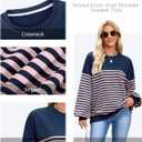 HEYTALALA Womens Oversized Striped Sweatshirts Y2K Long Sleeve Crewneck Sweater Color Block Drop Shoulder Loose Pullover Tops (S)
