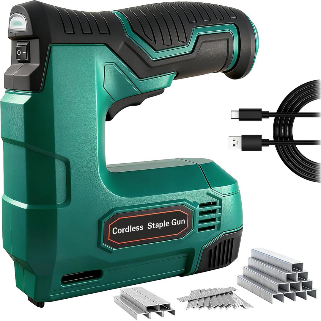 Hi-Spec 4V Cordless USB Staple Gun. Rechargeable Electric Compact Stapler & Brad Nailer Gun. Includes 2500pc Flat Crown Staples and Brad Nails Set for DIY, Crafts, Furniture and Carpentry