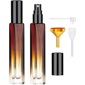 Segbeauty Empty Atomizer, 2pcs 10ML Travel Size Refill Bottle with Funnel and Dropper, Portable Glass Spray Bottle Cologne Dispenser Toiletries Sample Bottles Perfume Making Kit Amber