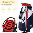 Shopsource 14 Way Golf Stand Bag, Lightweight Golf Bag with Stand for Men Women, Standing Golf Club Bags with Padded Ergonomic Double Strap, Full Length Dividers, Multiple Pockets, Rain Hood