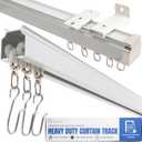 Jos & Haz Ceiling Curtain Track 13.1ft, Aluminum Curtain Track Wall Mount