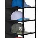 KEEGH Hat Rack with Dust Cover All-round Protect 6 Shelf Hat Storage Hat Organizer for Baseball Caps, Visible Baseball Cap Organizer Hat Holder for Closet, Clear/Black