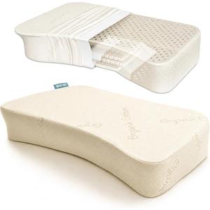 Cervical Pillow, Side Sleeper Pillow with 5" Loft & Shoulder Curve - 100% Natural Latex, Dual-Zone Adjustable Neck & Head Support, Flat-Top & Bottom-Up Design for Side, Back & Combo Sleepers