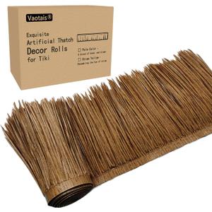 Premium Mexican Style Artificial Palm Thatch Roof Rolls. 5 Lengths, 2 Colors. Waterproof. Easy Install. Ideal for Tiki Bars, Parties, Gardens & Fences (10ft x 16in - Palm Color Thatch)