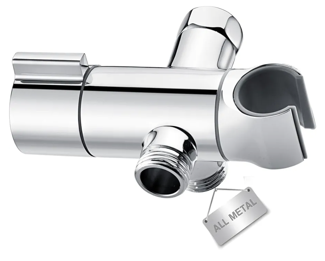 High Pressure All Metal 3 Way Shower Diverter Valve With Hand Holder, G1/2 Arm for Head, Bathroom Universal System Replacement Part, Chrome