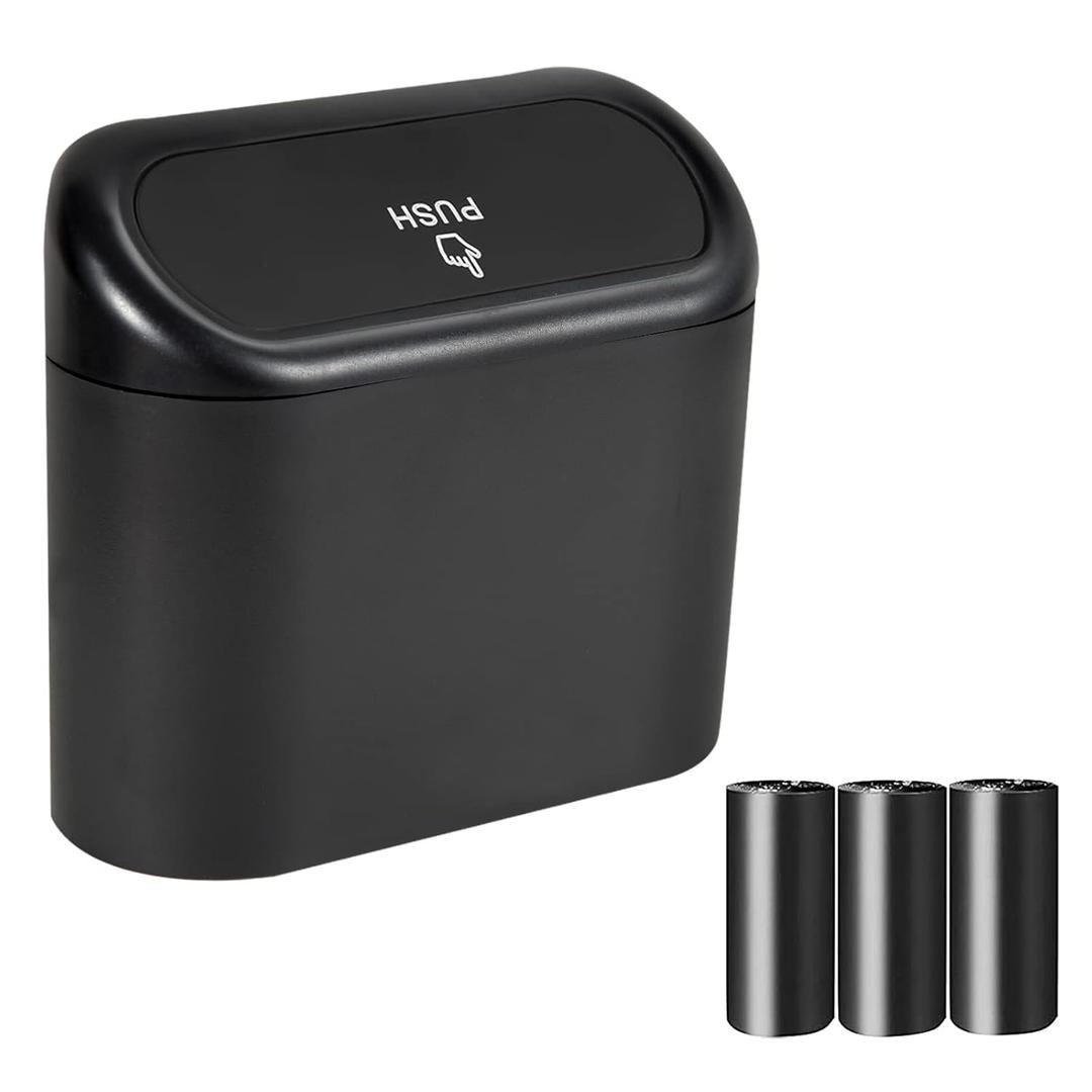 2 Packs Mini Car Trash Can Bin with Lid and 150pcs Trash Bags,Car Trash Can Bin,Car Garbage Trash Can Storage for Front Back Seat Accessories (2) (1)