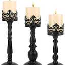 Black Vintage Candle Holder for Table Centerpiece Gothic Candle Stand Set