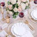 LIYH 24 Pcs White Plastic Plates Reusable - Unbreakable Party Plates, Microwave & Dishwasher Safe Camping Plate Sets Perfect for Parties, Birthday, Picnics, BPA Free (12Guests)