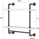 Helsin 24inch Industrial Pipe Shelving Bathroom Shelves Wall Mounted with Towel bar, 2 Tier Rustic Wood Floating Shelf, Metal Towel Rack Wall Shelf for Home & Bathroom (White, 24inch)