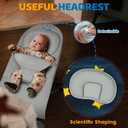 Orzbow Portable Baby Bouncer, Foldable Baby Bouncer Seat with Storage Bag and Removable Play Bar, 3 Recline Positions, 0-12 Months Up to 20lbs, Ergonomic Design, Easy to Wash, Grey