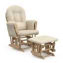 Storkcraft Premium Hoop Glider & Ottoman (Natural/Beige) GREENGUARD Gold Certified Nursery Glider, Solid Wood Craftsmanship, Smooth-Gliding Nursery Chair and Ottoman, Award-Winning