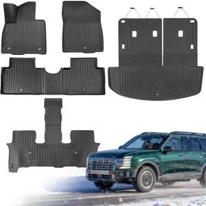 Floor Mats for Hyundai Palisade 2026 7/8 Seat (Gas Only), All Weather TPE Rubber Floor Mats Full Set with Cargo Liner & Backrest Liner, for Hyundai Palisade Accessories 2026, Black