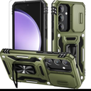 Pack Of 5 WRJ for Samsung Galaxy S25 Plus/S24 Plus Case with Slide Camera Cover and Screen Protector, Military Grade Protection [Rotated Kickstand] Heavy Duty Shockproof Protective Cover-Olive Green