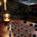 12PCS Mini Tombstones for Halloween Decoration, Resin Miniature Gravestones for Terrarium, Mini Headstones, Small Graveyard Set, Gothic Cemetery Figurines for Haunted House, Tabletop Displays (Black)