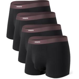 Separatec Men's Seamless Waistband Boxer Briefs Rayon Made from Bamboo Soft Breathable Underwear for Men 4 Pack (Black) XL