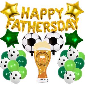 Happy Father's Day Aluminum Foil Balloon Set 16 Inches Letter Balloon Decoration for Father's Day Party (Soccer)