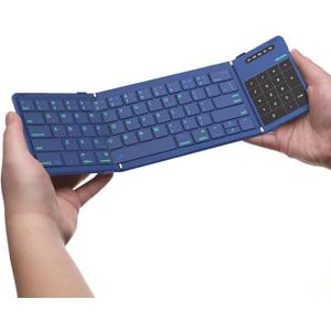 Nillkin Foldable Keyboard with Touchpad, Bluetooth Keyboard with Number Pad, Full Size Keys, Large Trackpad Small Travel Portable Keyboards for iPad Laptop PC Tablets - Blue