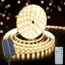 CCILAND 33Ft Solar Strip Lights Outdoor, 640 LED Solar Strip Lights with 8 Modes Remote Timer, Flexible Waterproof Tape Lights for Garden Yard Party Decor (Warm White)