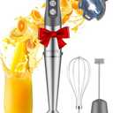 KOIOS Immersion Blender, 1000W Anti-scratch 3-in-1 Hand Blender, Upgraded 12 Speed Stainless Steel Blade Stick Blenders with Turbo Mode, Whisk and Milk Frother, Non-BPA