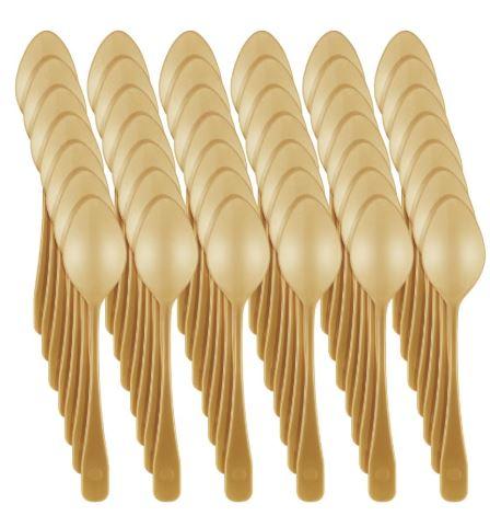 Nuogo 500 Pcs Gold Mini Spoons for Desserts 3.7 Inch Small Plastic Disposable Coffee Spoons Bulk Tiny Serving Utensils for Cake, Sample, Ice Cream, Appetizer, Pudding