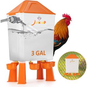 3 Gal Automatic Chicken Waterer with Float Valve, Automatic Chicken Watering System with 60-Inch Hose (One End 3/4''), Large Waterer for Chicken Duck Quail Turkey