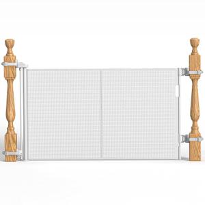 Upgraded Retractable Baby Gates for Stairs & Banister, Mesh Dog Gate Indoor, Extends to 55" Wide 33" Tall, Child Safety Gate for Stairway, Banister & Wall Mount (White)