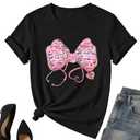 Valentines Nurse Shirt for Women-Valentines Day Bow Short Sleeves Funny Nursing School Tee Tops Black Medium