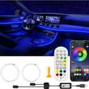 USB Car LED Lights, Interior Car Lights Strip with APP and RF Remote Control, 2 in 1 Ambient Lighting with 157 inches Fiber Optic Music Sync Simple Installation EL Wire Lights (2 in 1/157 inches)