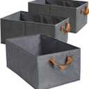 Pack of 3 Large Capacity Storage Bins Closet Organizer Sturdy Foldable Fabric Storage Boxes for Organizing Clothing,Sheets,Toys,Shelves Basket Storage Bin With Handles