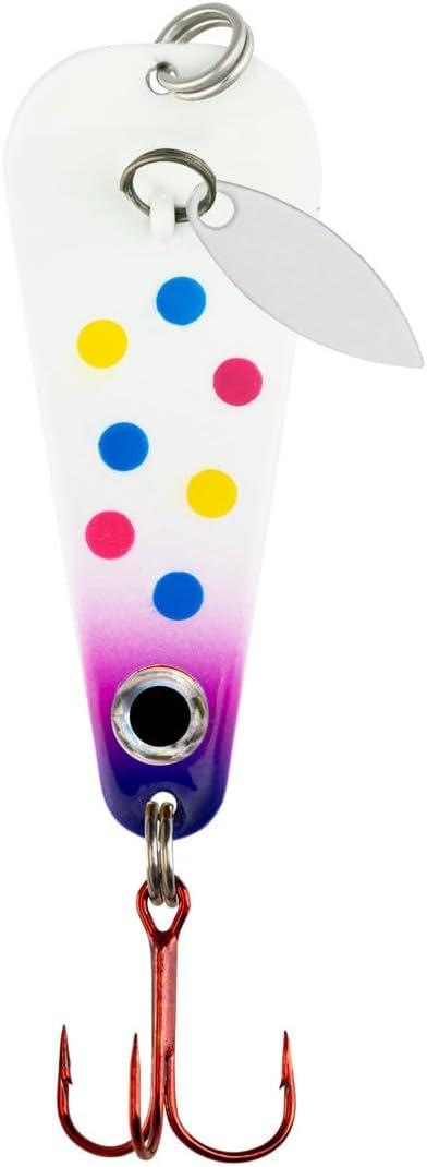 10 x Northland Tackle Ice Fishing Thumper Spoon, Stamped Brass Flutter Spoon Ice Fishing Lure for Walleye, Crappie, & More, 10 Colors, 1/16 Oz, 1/8 Oz, 3/16 Oz,  Oz Lure Sizes (Super-Glo Purple Wonder)