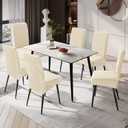 Genina Waterproof Dining Room Chair Covers Stretch Parsons Chair Slipcovers for Dining Room Kitchen Chair Protector Cover, Removable, Washable (6, Flower Pattern-Beige)