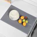 Dacthuw Silicone Dish Drying Mat for Kitchen Counter, 15''x 10'' Drying Mat with Drain Lip, Non-Slip Dish Drainer Mats with Built-in Drain, Heat Resistant Drain Pad on Countertop, Gray