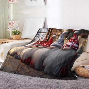 Christmas Gnomes Blanket Gnomes Gifts for Women Soft Winter Blanket with Wood Grain Background Xmas Holiday Decor Warm Cozy Fleece Throw Blanket for Couch Bed Sofa Living Room 60''x80'' (Gnome 2)