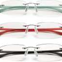 HIYANJN Rimless Reading Glasses For Women Tr90 Blue Light Blocking Eyeglasses Lightweight Frameless Computer Readers(3-Pack,2.5)