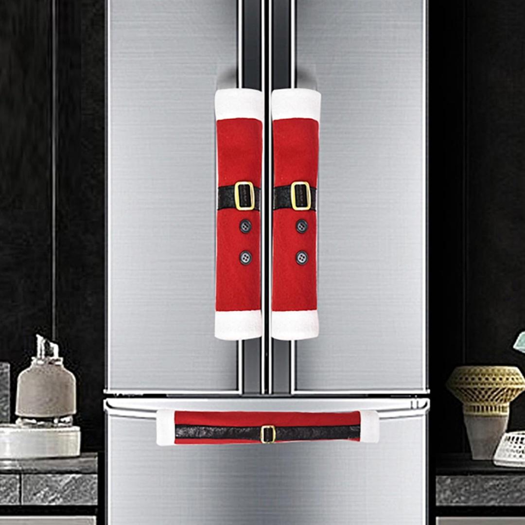 GISSTON Set of 3 Christmas Fridge Handle Covers, Christmas Kitchen Decorations for Refrigerator Microwave Oven Dishwasher Appliance Door Handle Holiday Decor