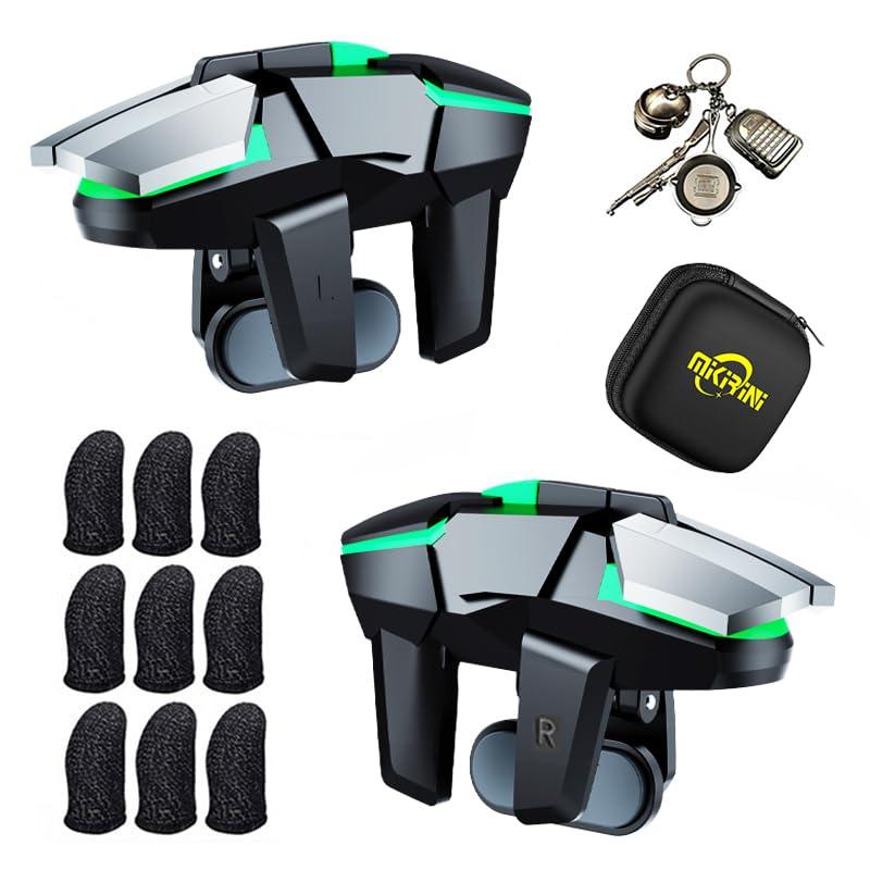 Mikirini 13 in 1 Mobile Phone Gaming Triggers Combo Kits for iPhones/Android Phones, Mobile Phone Game Controller for PUBG Mobile/Call of Duty/Apex (Metal)