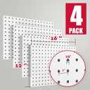 Spampur Peg Board, 4 Pack Metal PegBoard Organizer with Accessories, White Pegboard Panels with 50 Pcs Hooks and Baskets, Wall Organizer for Office, Craft Room Organization, Garage, Sewing Room