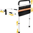 FSA/HSA Eligible, Vaunn Medical New Adjustable Bed Assist Rail Handle (Passed ASTM F318617 Safety Standard) and Hand Guard Grab Bar, Bedside Safety and Stability (Tool-Free Assembly), White/Black