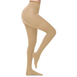 beister Medical Compression Tights for Women & Men, 15-20 mmHg Closed Toe Graduated Compression Pantyhose (Beige, L)
