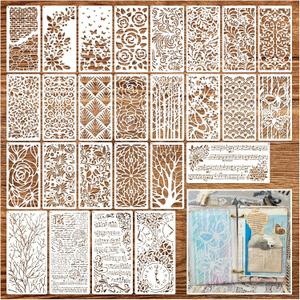 Stencils for Crafts Reusable Texture Branches Background Stencil Vintage Layering Leaf Floral Templates for Painting on Wood Scrapbook Furniture Card Canvas Paper (crafts26)
