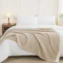 SeaRoomy Knit Throw Blanket,Super Soft Cozy Reversible Waffle Blanket,Warm Fluffy Fuzzy Plush Lightweight Double-Side Blanket for All Seasons for Couch,Sofa,Bed (Solid-Khaki,50"x70")