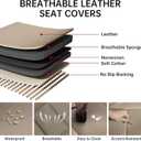2Pcs Car Seat Cover Front PU Leather Seat Covers Universal Bottom Seat Covers for Most Vehicles,Sedan,Truck,SUV,21.26 inches in Length and 21.26 inches in Width (Beige-Front Bottom 2 Piece)