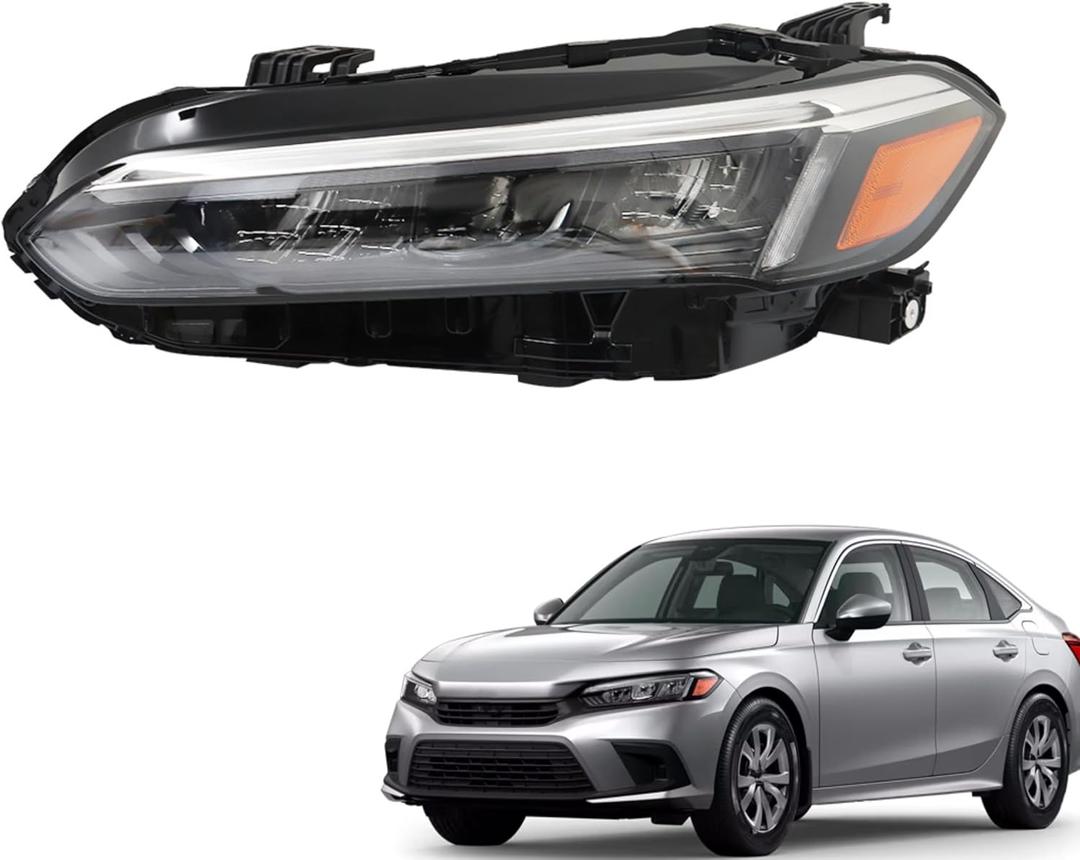 Driver Side Headlights Assembly Replacement for Honda Civic 2022 2023 Housing Black Lamp LH 1PC 33150-T20-A22 HO2502206