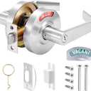 Tandefio Vacant Occupied Bathroom Lock, Commercial Door Handle with in-use or Vacancy Occupied Deadbolt, Privacy Indicator Restroom Handle Lock for Restrooms, Satin Chrome(90mm,Silver,1 Set)