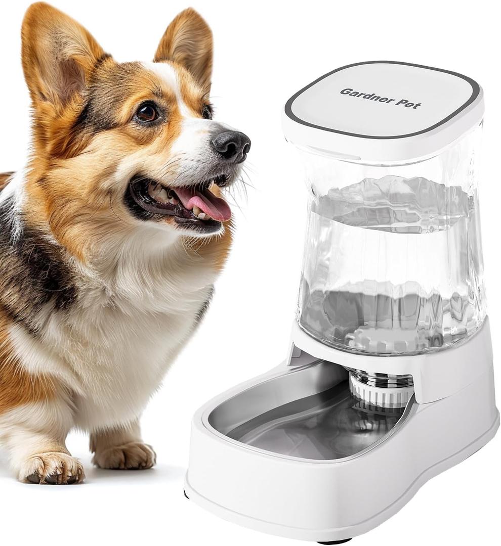 Gardner Pet Automatic Dog Water Dispenser Gravity Stainless Steel Water Waterer Feeder, 100% BPA-Free Large Capacity Water Feeding Bowls for Medium & Large-Sized Dogs Cats Other Pets -(1 Gallon) (White) Gardner Pet Automatic Dog Water Dispenser Gravity Stainless Steel Water Waterer Feeder, 100% BPA-Free Large Capacity Water Feeding Bowls for Medium & Large-Sized Dogs Cats Other Pets -(1 Gallon) (White)