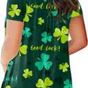 VISLILY Women Plus-Size Tops V Neck T Shirts Casual Summer Tunics Tee (Green_sp012)