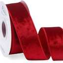 Ribbli Red Velvet Wired Ribbon 1.5 Inch Metallic Red Crushed Velvet Christmas Ribbon for Gift Wrapping Christmas Tree Decoration Crafts Wreaths Supplies-Continuous 10 Yards