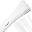 Bolt Dropper 12-Inch White Zip Ties - 100-Pack Reusable Heavy Duty Wire and Cable Ties - Durable Self-Locking Nylon with 120 lbs Tensile Strength - UV and Temperature Resistant for Indoor and Outdoor