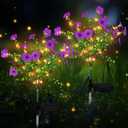 Glooglitter 2 Pack Solar Stake Lights Outdoor Decor Waterproof Mums Artificial Flowers Solar Lights for Outdoor Garden Yard Pathway Decor (Purple,Violet)